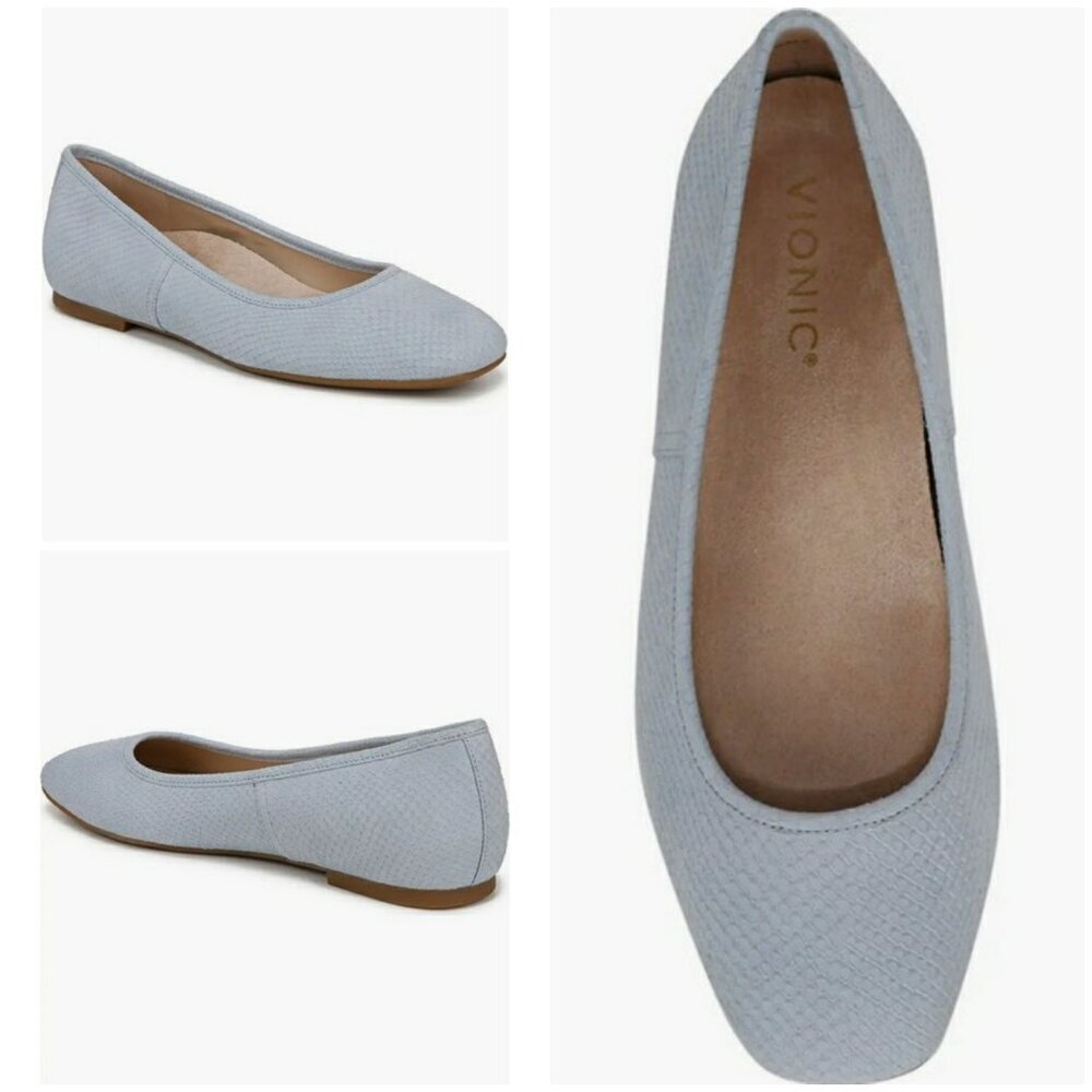 💕VIONIC💕 Orinda Square Toe Flat ~ Blue Mist 8.5 NEW IN BOX